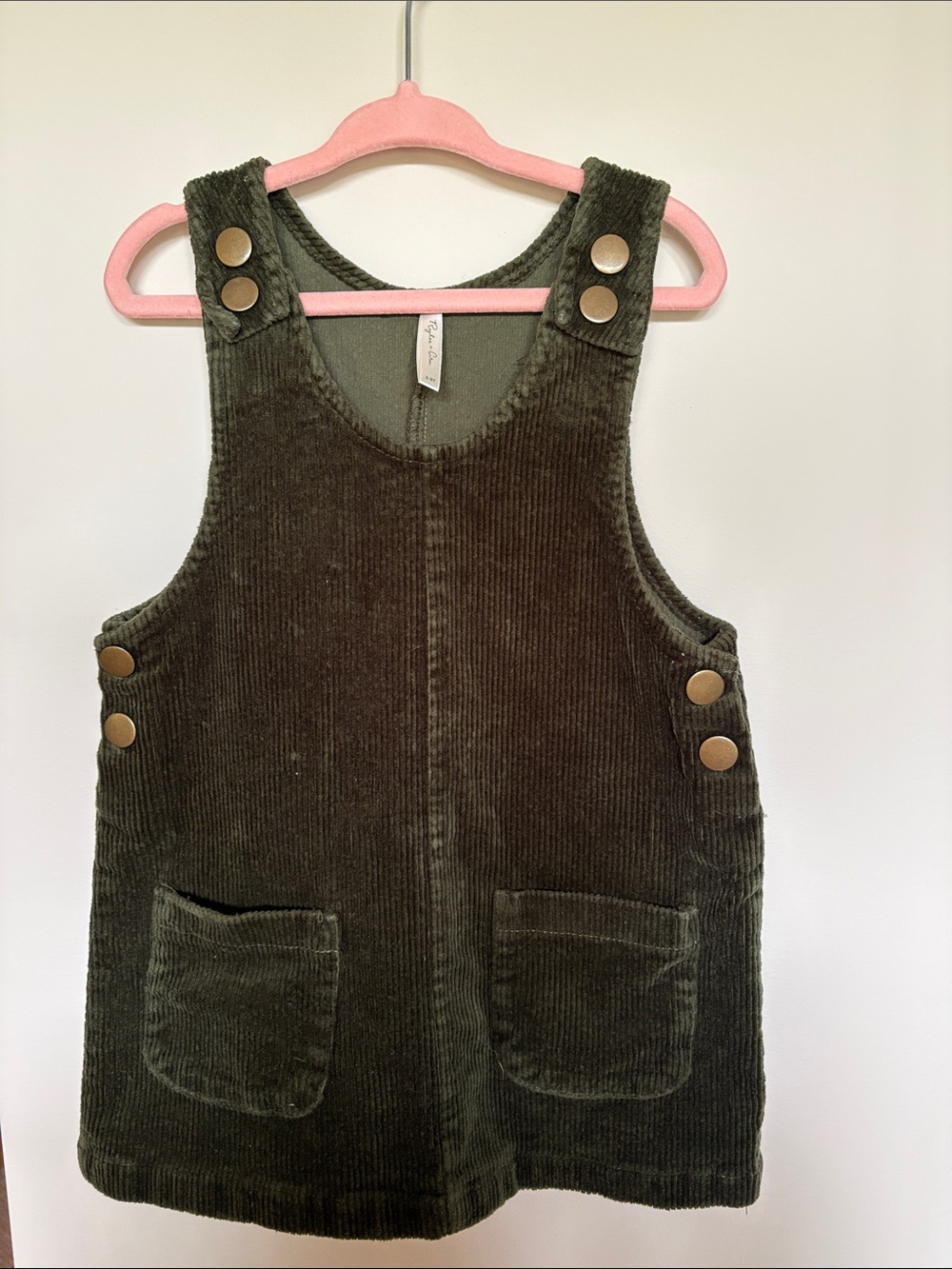 Rylee + Cru Olive Corduroy Overall Dress Kids size 2-3T